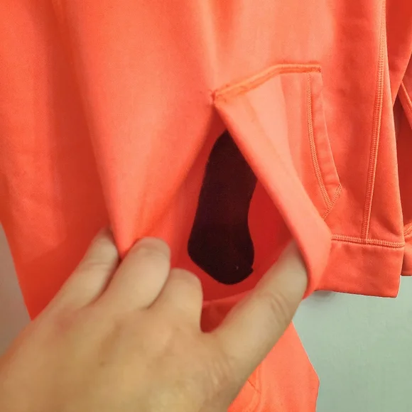 The North Face Hoodie Size Medium Black Logo Print Pink/Orange Sweatshirt Neon - Picture 6 of 12